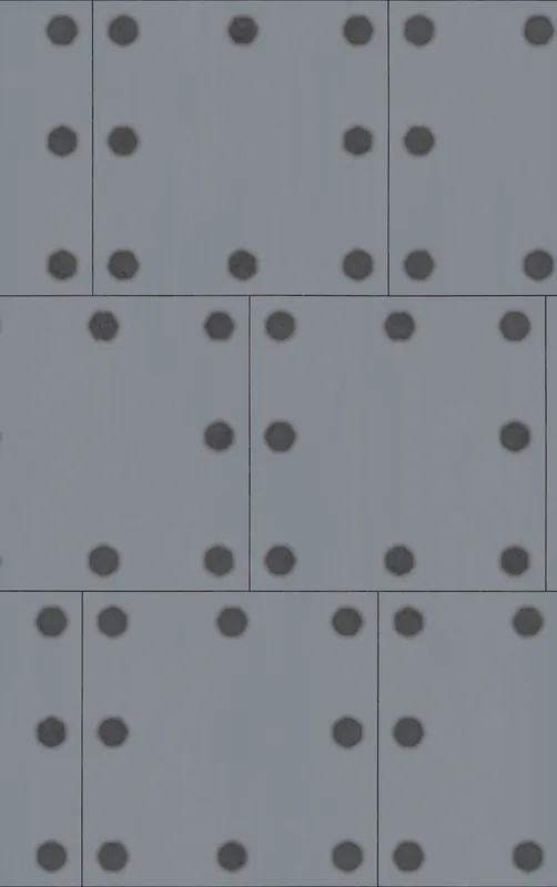 Industrial Grid Steel Panel Tough Case for iPhone design — repeating grid of cool slate grey metal panels with dark circular