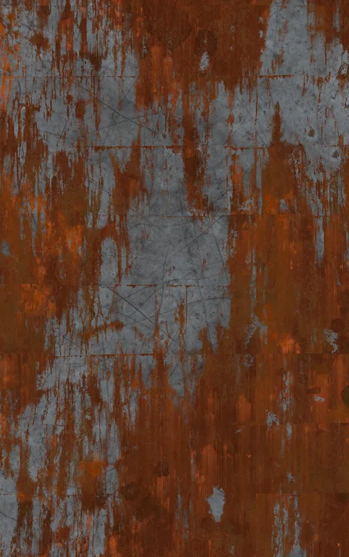 Iron Decay Rust Metal Tough Case for iPhone design — heavily rusted steel surface with streaks of burnt sienna and orange
