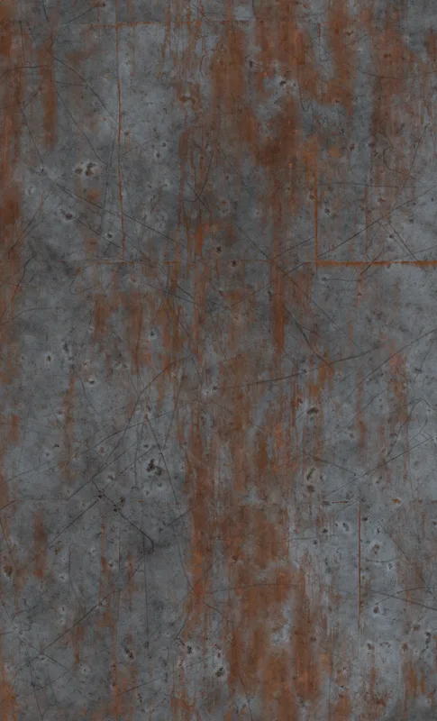 Rusted Iron Fortress Tough Case for Samsung design — heavily weathered steel plate with streaks of orange rust bleeding