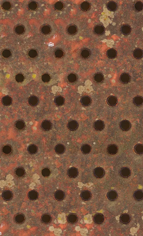 Industrial Rust Perforated Metal Tough Case for Samsung design — heavily rusted perforated metal plate with scattered drill