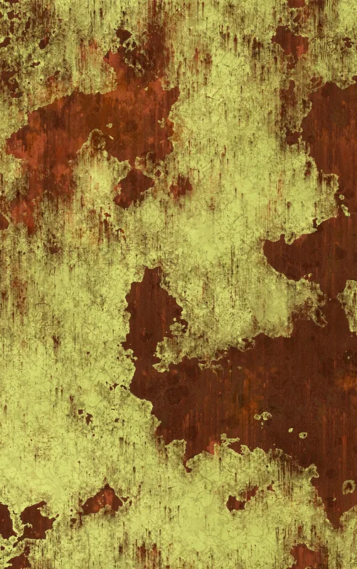 Rusted Decay Industrial Tough Case for iPhone design — peeling yellow-green paint over deep rust-red metal surface