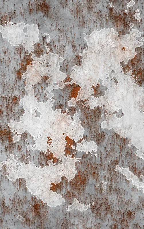 Rusted Iron Industrial Tough Case for iPhone design — peeling white paint over rusted corroded metal surface in burnt