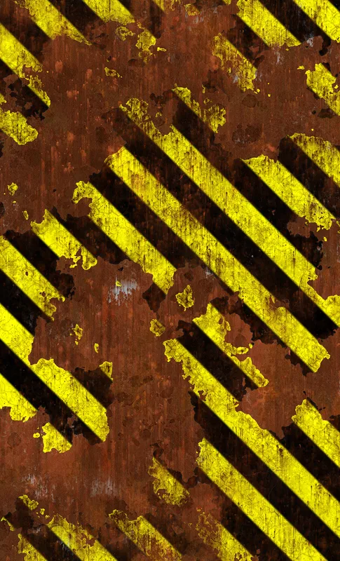 Hazard Zone Rusted Steel Tough Case for Samsung design — rusted red metal surface covered in chipped and peeling yellow