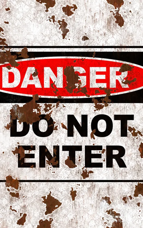 Danger Do Not Enter Tough Case for iPhone design — distressed white rusted metal surface with a bold black-bordered warning
