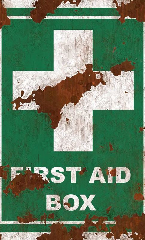 Rusted First Aid Tough Case for Samsung design — weathered teal green first aid box sign with white cross over chipped paint
