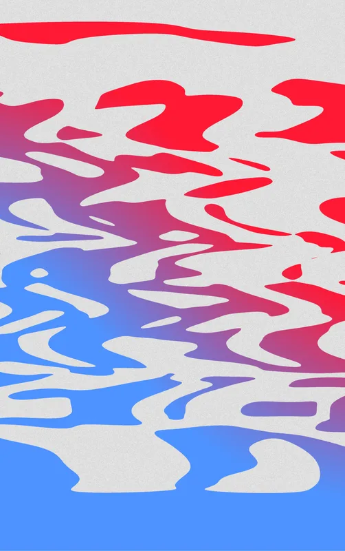 Ripple Wave Abstract MagSafe Tough Case for iPhone design — fluid ripple waves in crimson red and electric blue with a white