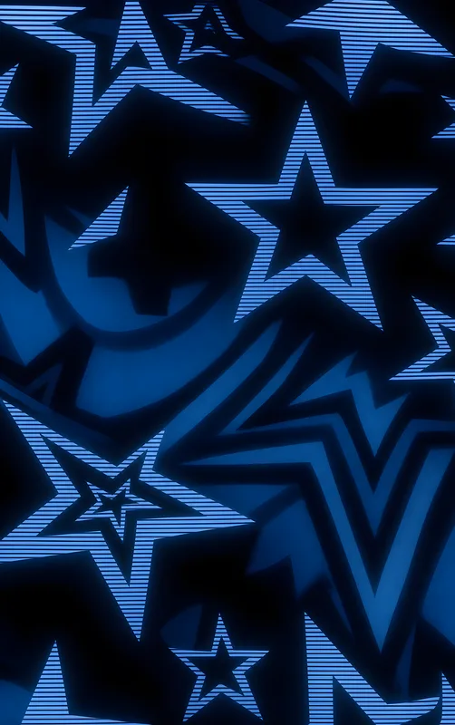 Midnight Star Power MagSafe Tough Case for iPhone design — overlapping five-pointed stars in deep navy and electric blue