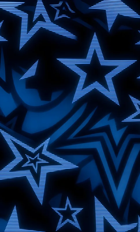 Midnight Star Strike Tough Case for Samsung design — overlapping five-pointed stars in dark navy with glowing cobalt scan