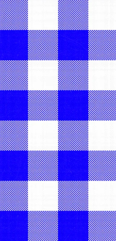 Blue Gingham Classic Clear Case for iPhone design — bold cobalt blue and white gingham checkerboard pattern with alternating