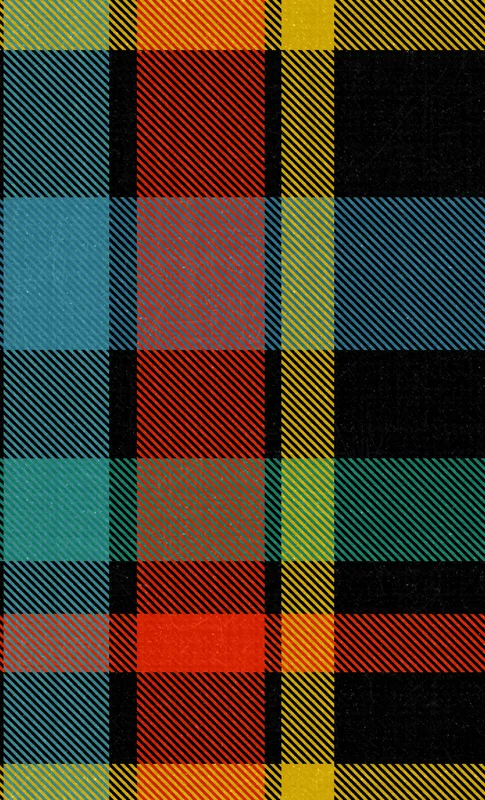 Bold Plaid Tough Case for Samsung design — vibrant tartan plaid pattern in black, teal, fiery red-orange, and golden yellow