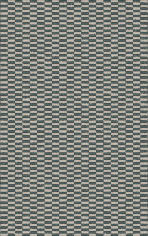 close-up checkerboard weave pattern with teal and natural linen tones mimicking woven tatami or basket textile