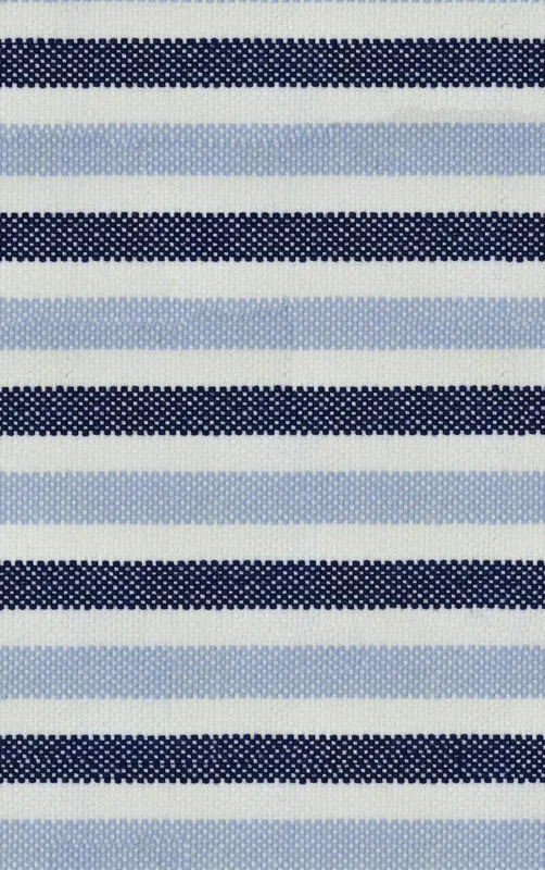 horizontal woven stripes in navy, powder blue, and white in a repeating textile pattern