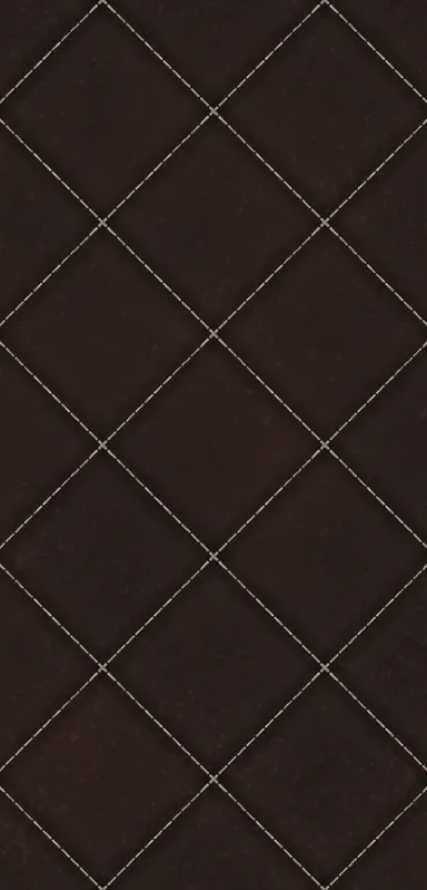 Dark Diamond Quilted Clear Case for iPhone design — diagonal diamond grid with dashed stitch lines on a deep espresso brown