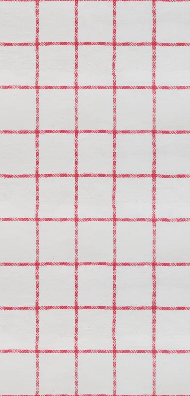Red Plaid Clear Case for iPhone design — red windowpane plaid grid on a white woven textile background with evenly spaced